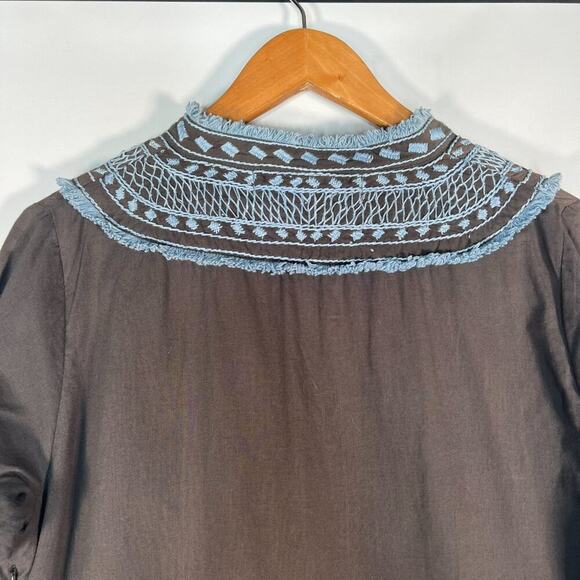 Gretchen Scott Binge Embroidered Tunic Dress Charcoal Grey Blue - Picture 12 of 15
